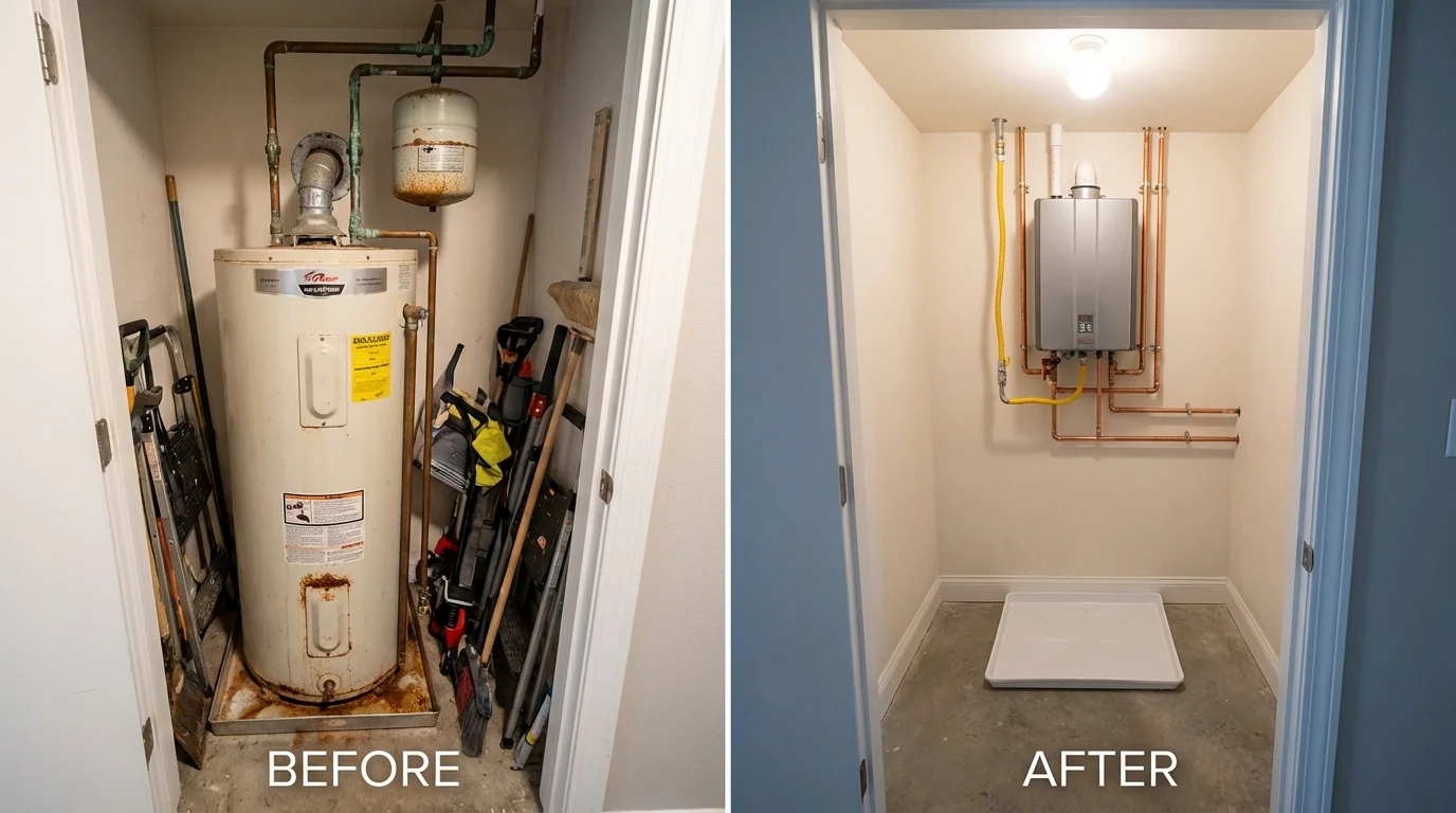 Tank water heater versus wall-mounted tankless unit comparison for Mason, MI homeowners